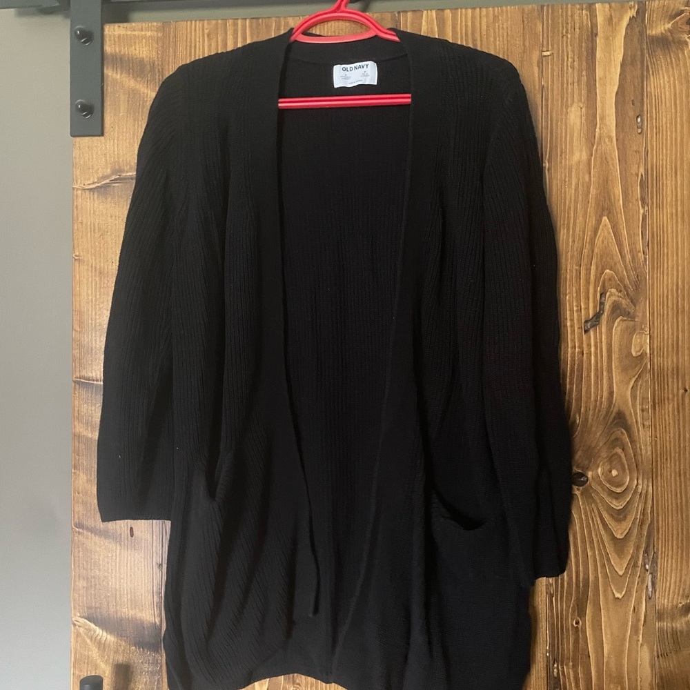 Old Navy Black Open-Front Ribbed Cardigan